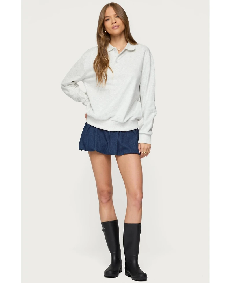 Edikted Women's Scholar Oversized Polo Sweatshirt