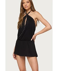 Edikted Women's Studded Drop Waist Backless Mini Dress