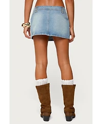 Edikted Womens Tory Western Denim Mini Skirt