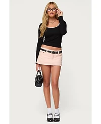 Edikted Womens Contrast Lacey Long Sleeve Top