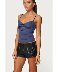 Edikted Women's Layered Bra Cowl Neck Top