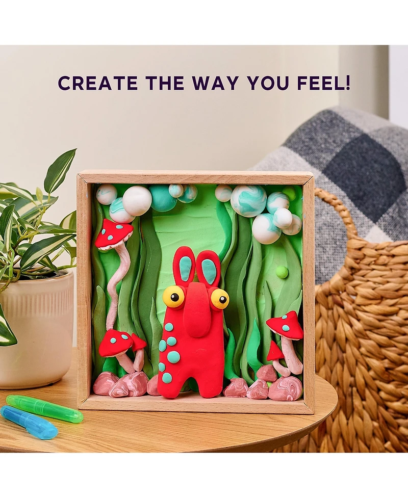 Wise Elk Okto Little Worlds - Mommy Troll - Foam Air-Dry Clay Wooden Art Kit (8.3 Square)