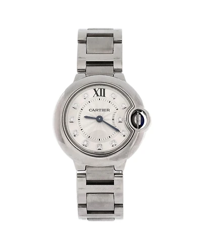 Pre-Owned Cartier Ballon Bleu de Cartier Quartz Watch in Stainless Steel with Diamond Markers 28mm