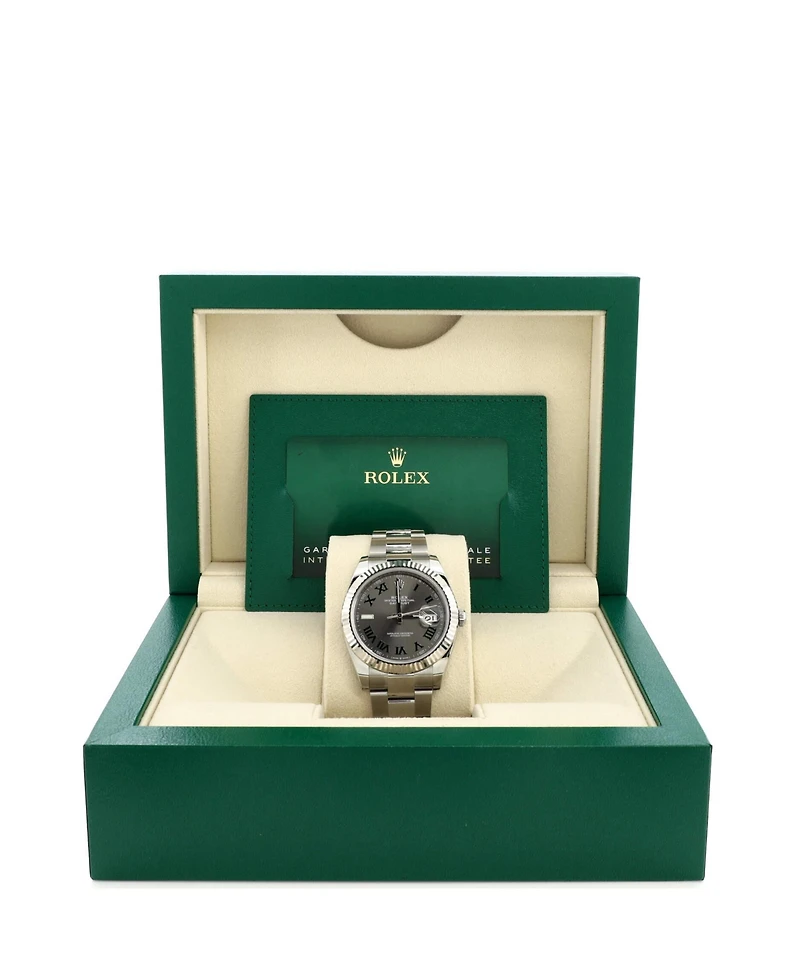 Pre-Owned Rolex Oyster Perpetual Datejust Wimbledon Automatic Watch in Stainless Steel and White Gold 41mm