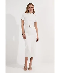Karen Millen Belted Ponte Midi Dress