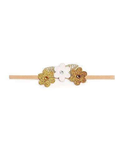 Sweet Wink Baby Girl's Boho Floral Glitter Baby Headband