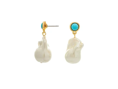 Turquoise and Baroque Shell Pearl Drop Earring