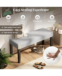 Gymax Set Of 2 Upholstered Bedroom Bench w/Padded Seat & Solid Wood Legs for Dining Room