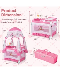 Costway Portable Baby Playpen Crib Cradle Changing Pad Mosquito Net Toys