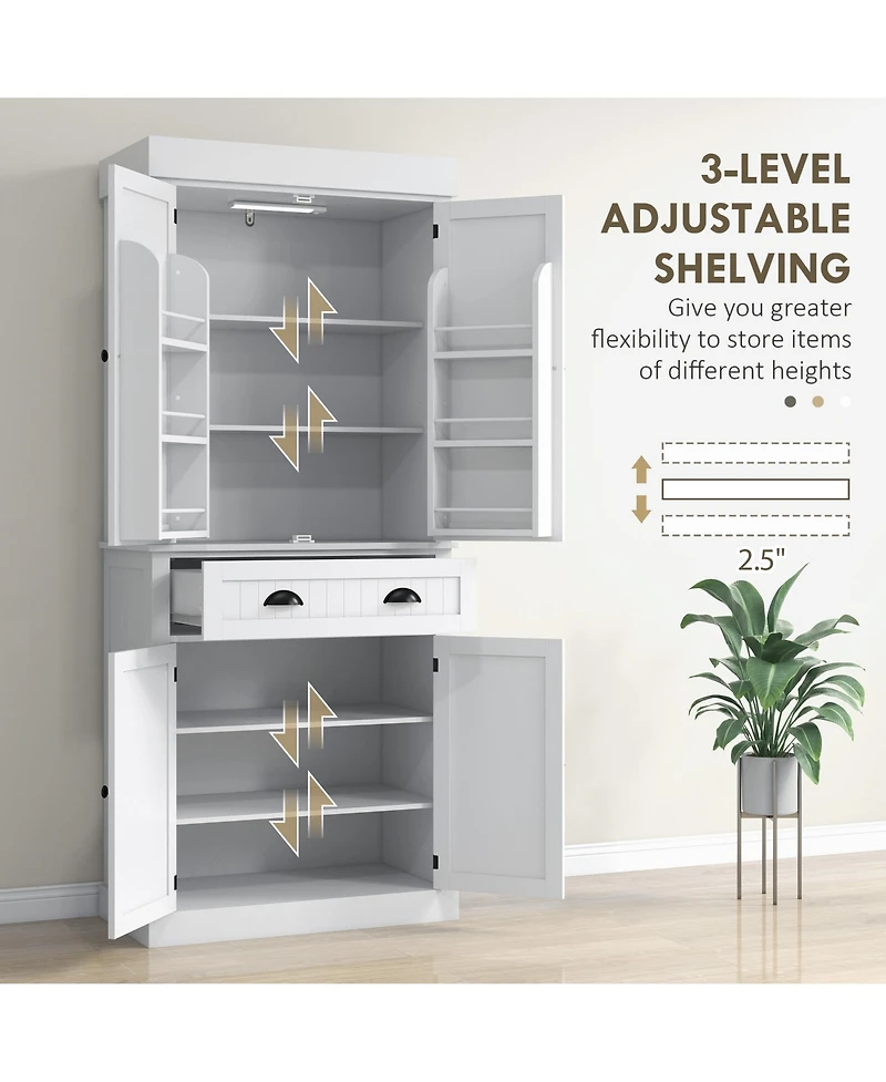 Slickblue Freestanding Kitchen Storage Cabinet with Doors and Shelves for Organized Pantry
