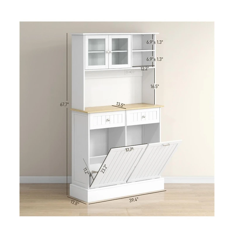 Slickblue Sturdy Kitchen Storage Cabinet with Adjustable Shelves and Doors for Pantry Use