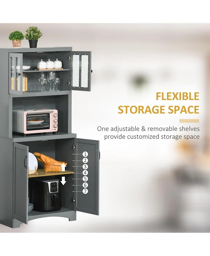 Slickblue Heavy Duty Kitchen Storage Cabinet with Doors and Shelves for Organized Pantry Space