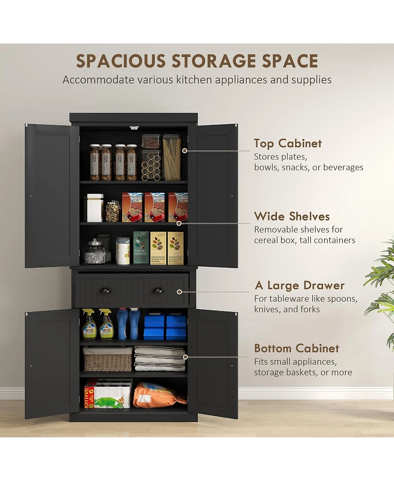 Slickblue Multi-Functional Kitchen Storage Cabinet with Ample Space for Plates and Supplies