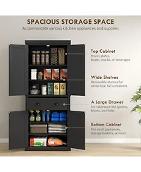 Slickblue Multi-Functional Kitchen Storage Cabinet with Ample Space for Plates and Supplies