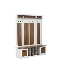 Slickblue 5-in-1 Entryway Bench with Coat Rack 7 Hooks 2 Drawers Adjustable Shelves