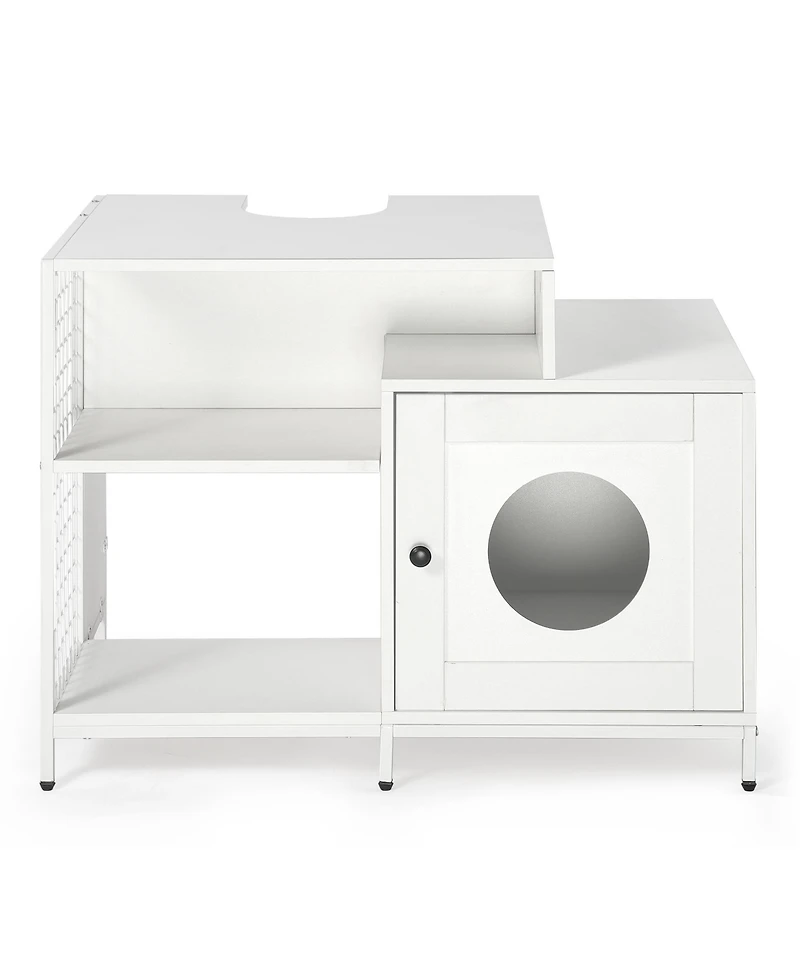 Slickblue Cat Litter Box Enclosure with Divider Hidden Litter Washroom for Large Indoor Cats