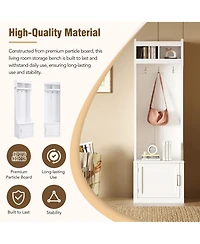 Elegant Hall Tree with Cabinet Coat Rack and Storage Bench for Hallway Living Room