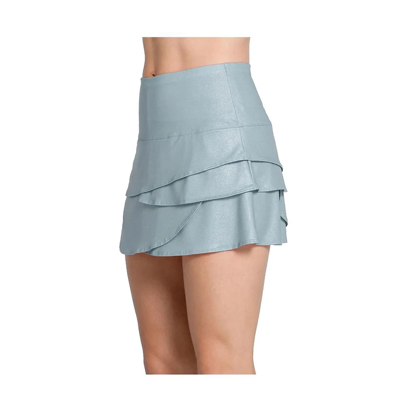 Lucky Love Women's All That Shimmers Scallop Heather Gray Tennis Skirt