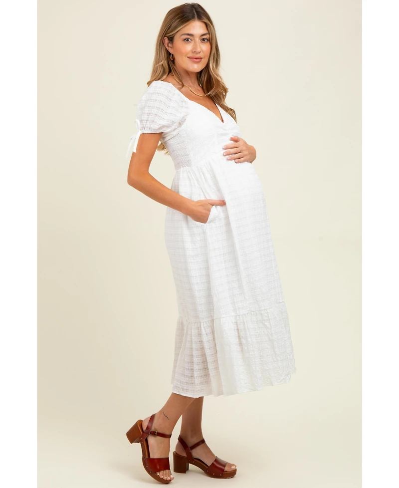 Pinkblush Ivory Solid Sweet Heart Maternity Dress