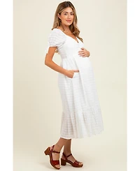 Pinkblush Ivory Solid Sweet Heart Maternity Dress