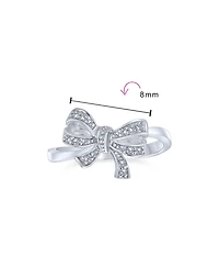 Bling Jewelry Victorian Style Cubic Zirconia Pave Cz Ribbon Band Bow Ring .925 Sterling Silver