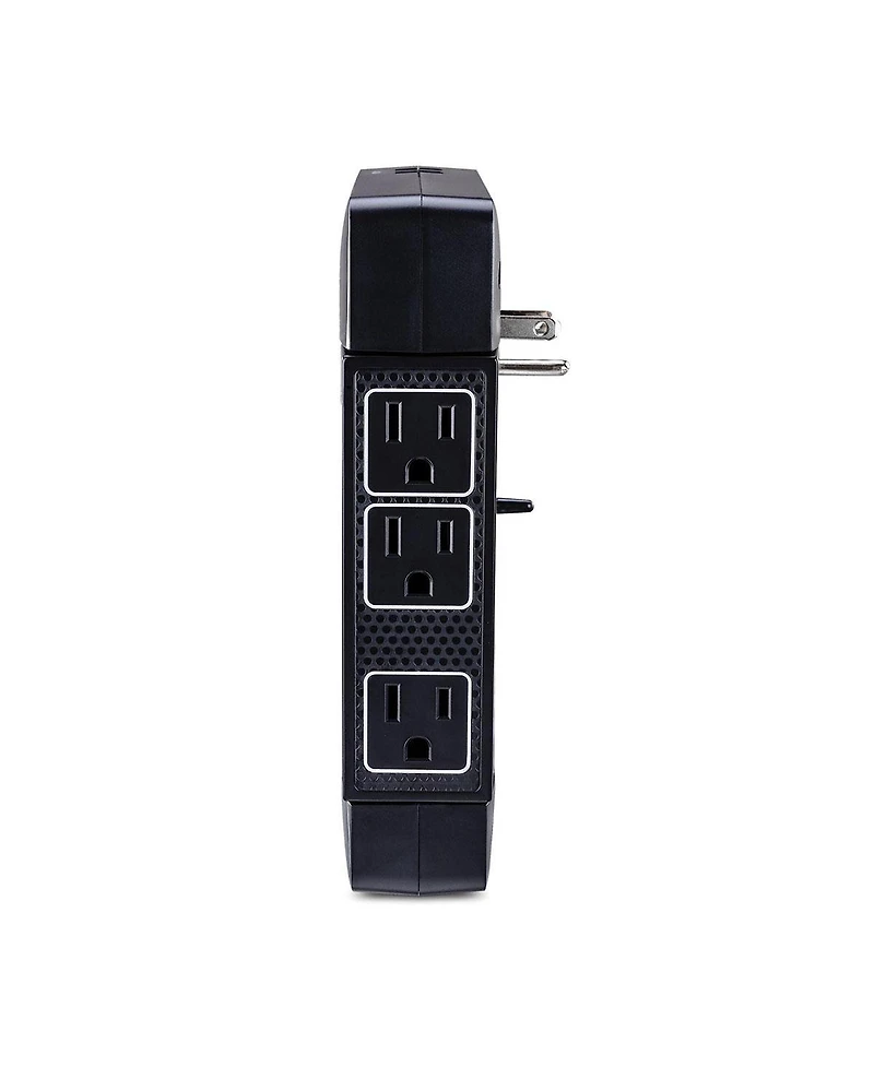 CyberPower HT600WSU2A 6-Outlet 500V Wall Mount Surge Protector, Black