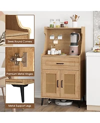 Gymax 2PCS Coffee Bar Cabinet w/Pegboard Storage Drawer & Shelf Buffet Sideboard