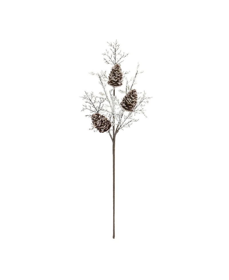 Set of 2 Iced Pinecone Twig Branches for Seasonal Decor