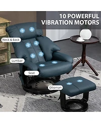 Homcom Massage Recliner Chair with Footstool, 360° Swivel Recliner,