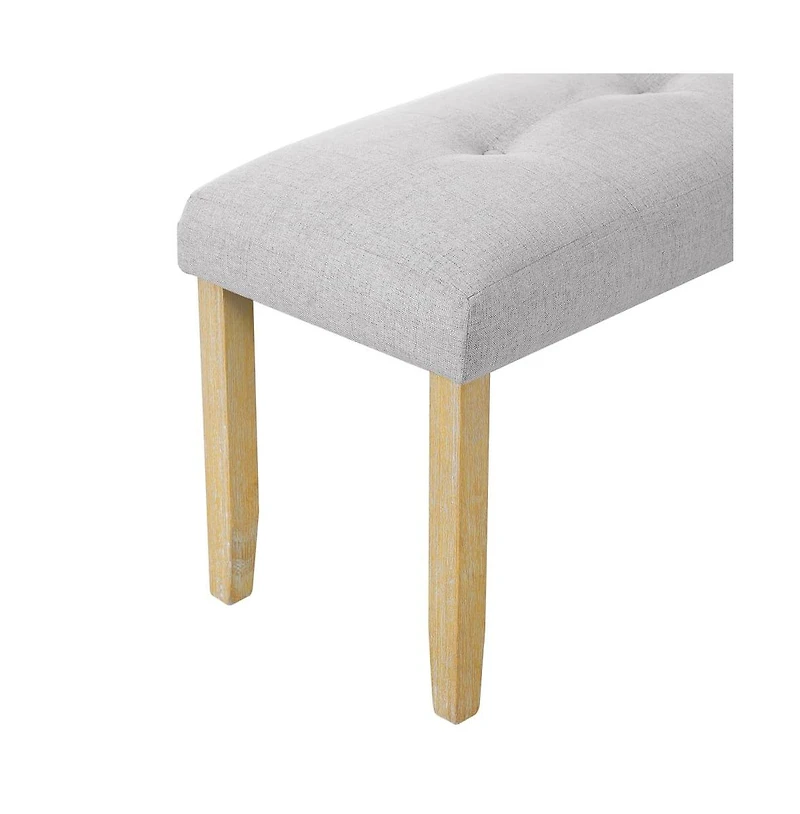 The Pop Home Linen Upholstered Tufted Bench, 40" Padded Bedroom Bench with Wood Legs, for Entryway or End of Bed-The Pop Home