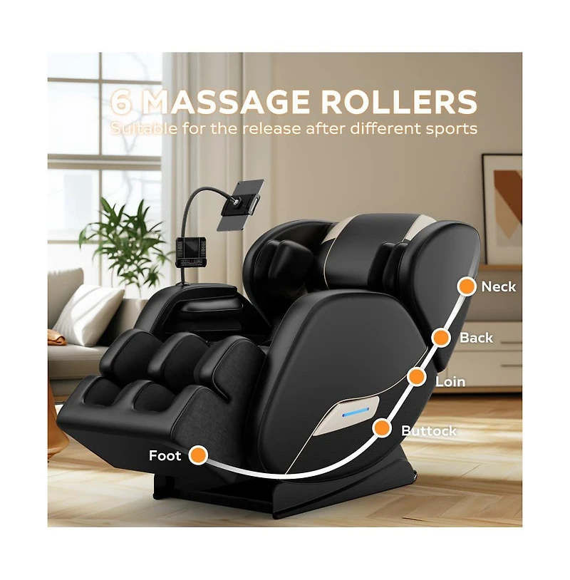 Full Body Massage Chair with Heat & Air Compression, Zero Gravity Recliner with Foot Rollers, Bluetooth & Led Lights-Maison Boucle