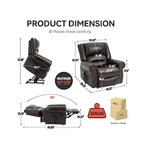 Maison Boucle Dual Motor Power Lift Recliner with Massage & Heat, Leather Electric Chair Usb Infinite Positions-Maison