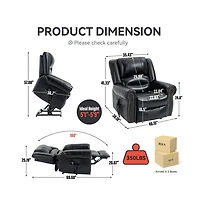 Maison Boucle Dual Motor Power Lift Recliner with Massage & Heat, Leather Electric Chair Usb Infinite Positions-Maison