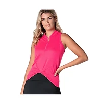 Lucky In Love Twist It Up Zip Sleeveless Womens Golf Polo
