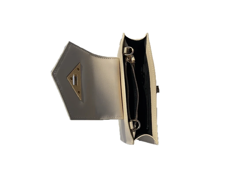 Susu Off White Mini Crossbody Bag Cream Leather Wristlet Clutch Purse for Women with Chain Strap
