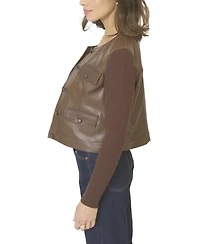 Central Park West Women's Astrid Leather Mixed Media Jacket