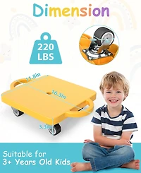 4/6-Pack Kids Sitting Scooter Set with Handles and Non-marring Universal Casters