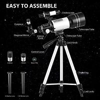 Sugift Telescope 70mm Aperture 300mm Az Mount Telescope with Stand and Phone Adapter for Kids, Adults and Beginners