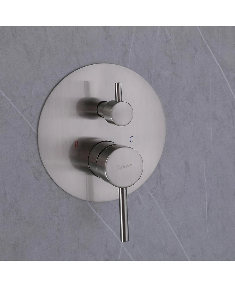 Single-Handle 3-Spray Round High Pressure Tub and Shower Faucet Brushed Nickel (Valve Included)