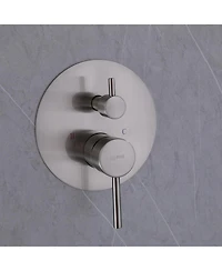 Single-Handle 3-Spray Round High Pressure Tub and Shower Faucet Brushed Nickel (Valve Included)