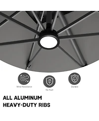 Boyel Living 10 x 13 ft. 360° Rotation Cantilever Patio Umbrella with Base and Led Light