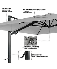 Boyel Living 10x13 ft. 360° Rotation Cantilever Patio Umbrella with BaseandLED Light