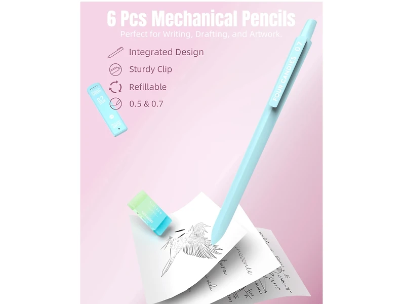 Htutwoo 39 Pcs Aesthetic School Supplies With Cute Pen Case, 12 Pastel Highlighters, 5 Black Ink Gel Pens, 6 Mechanical Pencils Set 0.5 & 0.7 Mm For S