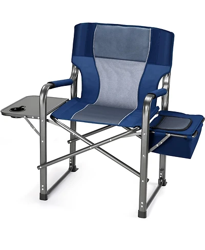 Sugift Camping Chair Oversized Beach Chair with Cooler Bag, Fold-Out Side Table, Cup Holder