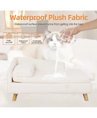 BingoPaw L Shaped Elevated Waterproof Pet Bed with Soft Removable Cushion Mat and Pillow