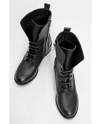 Forever & Always Shoes Lana Leather Block Heel Boot (Women)