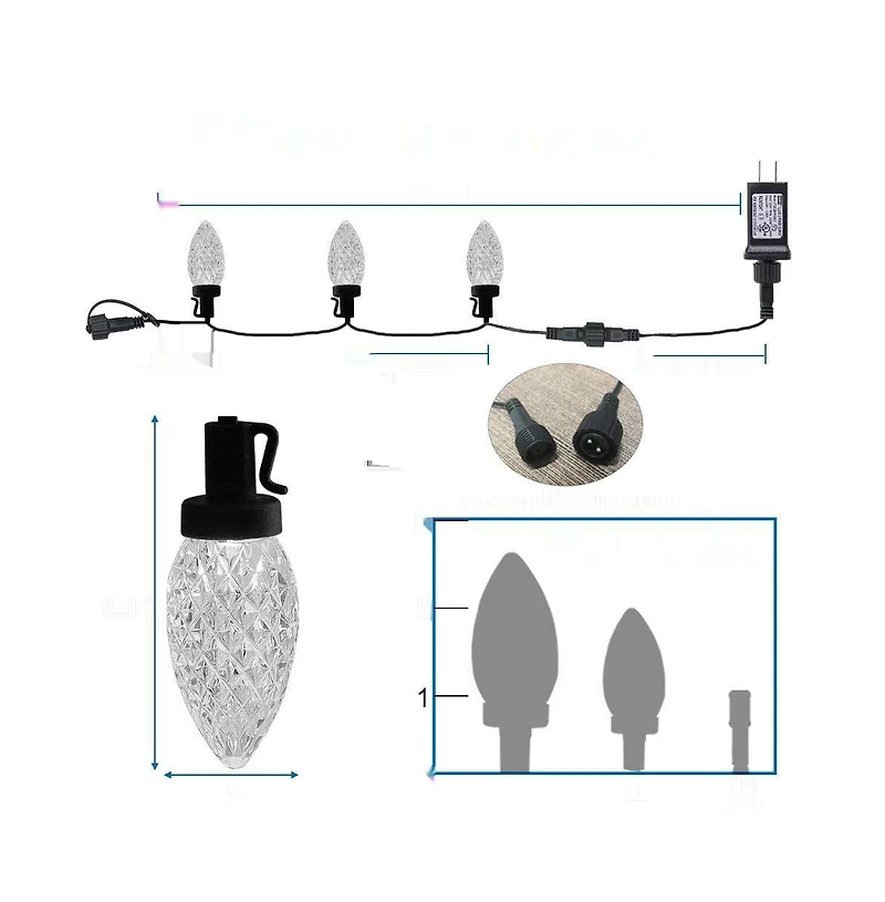 50 Count C9 Led Plug in Fairy String Lights Waterproof Decor