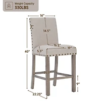 Morden Fort 3-Piece Farmhouse Rustic Counter Height Dining Table Set, Wooden Dinette Set For 2