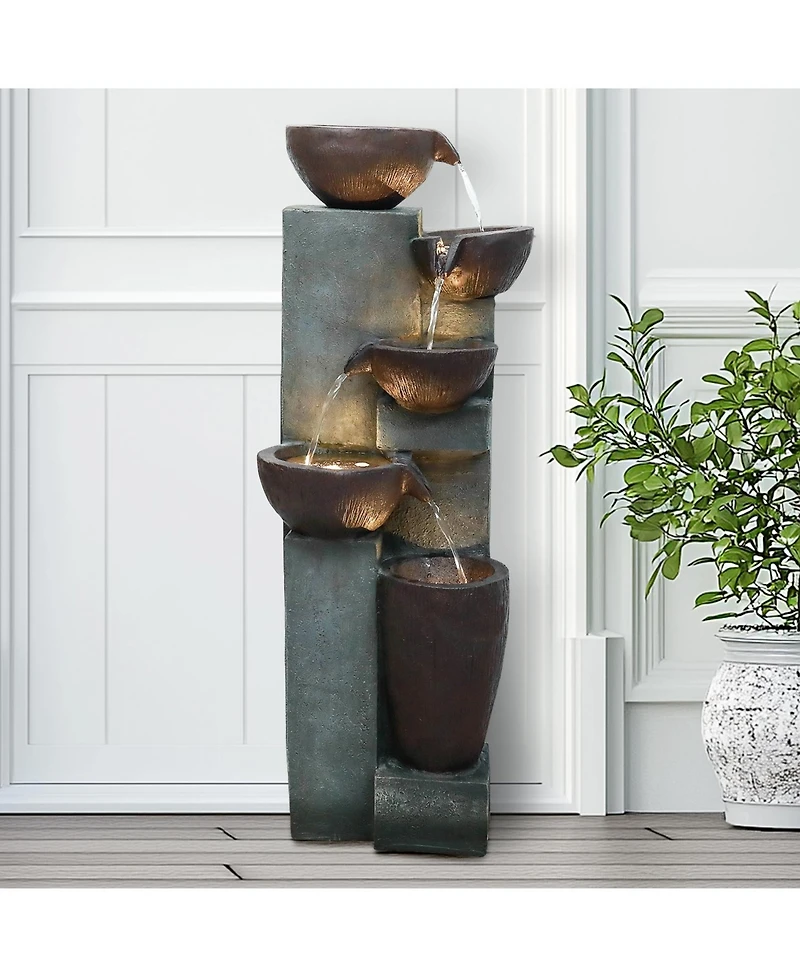 SunJet 5-Tier Cascading Indoor/Outdoor Water Fountain with Led Lights