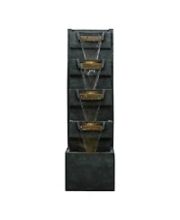 SunJet 39.3inches High Modern Water Fountain – 5-Tier Outdoor/Indoor Water Fountain with Soothing Water Sounds & Warm Led Light, Perfect for Ga